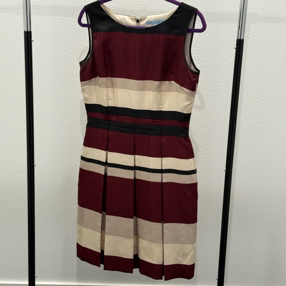 ANTONIO MELANI Dresses & Skirts - ANTONIO MELANI Burgundy and Cream Striped Dress